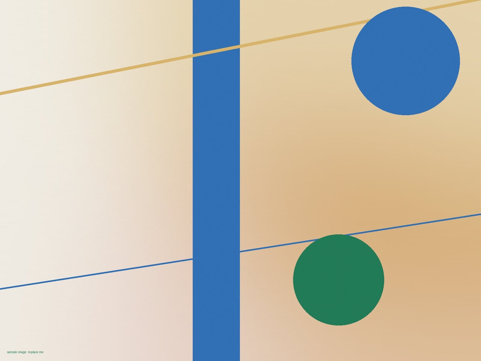 A wide print with a single diagonal gold line across a blue field.